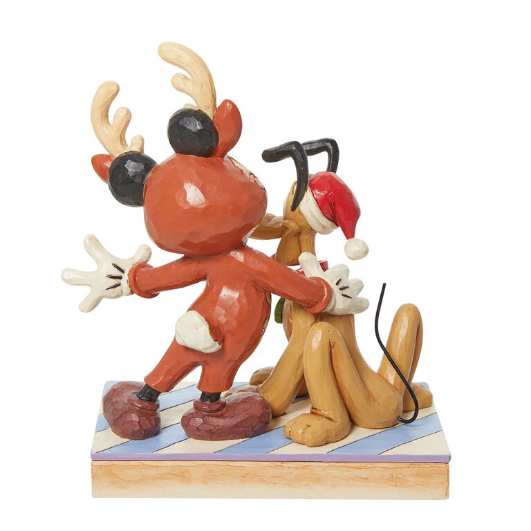 Enesco Jim Shore Disney Mickey Mouse Reindeer With Santa Pluto Figurine, 6.25" 2 Enesco Jim Shore Disney Mickey Mouse Reindeer With Santa Pluto Figurine, 6.25" - Image 2