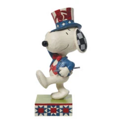 Enesco Jim Shore Peanuts Patriotic Snoopy Marching Figurine, 5.25"