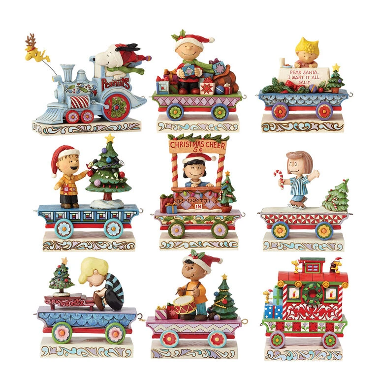 Enesco Jim Shore Peanuts Holiday Train Figurines, Set Of 9 1 Enesco Jim Shore Peanuts Holiday Train Figurines, Set Of 9
