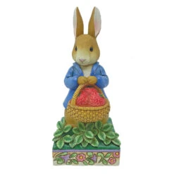 Enesco Jim Shore Peter Rabbit With Basket Of Strawberries Figurine, 6.2"