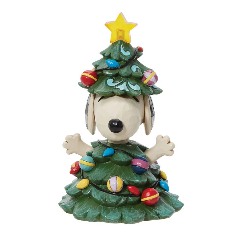 Enesco Jim Shore Peanuts Snoopy As Christmas Tree With Light Figurine, 5.5" 1 Enesco Jim Shore Peanuts Snoopy As Christmas Tree With Light Figurine, 5.5"