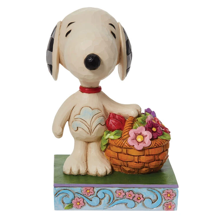Enesco Jim Shore Peanuts Snoopy Basket Of Tulips Figurine, 4.9" 1 Enesco Jim Shore Peanuts Snoopy Basket Of Tulips Figurine, 4.9"
