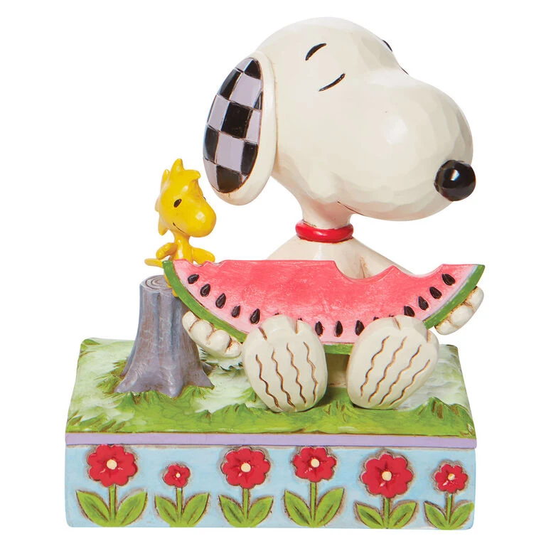 Enesco Jim Shore Peanuts Snoopy & Woodstock Sharing Watermelon Figurine, 4.625" 1 Enesco Jim Shore Peanuts Snoopy & Woodstock Sharing Watermelon Figurine, 4.625"