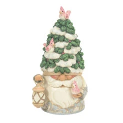Enesco Jim Shore White Woodland Gnome With Evergreen Tree Hat Figurine, 7.09"