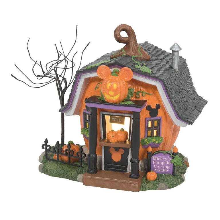 Enesco Mickey's Pumpkintown Carving Studio Figurine With Light, 5.51" 1 Enesco Mickey's Pumpkintown Carving Studio Figurine With Light, 5.51"