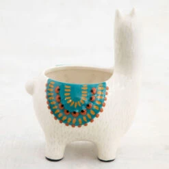 Natural Life Cream Ceramic Llama Planter -Hallmark Natural Life Cream Ceramic Llama Planter PLNT073 03