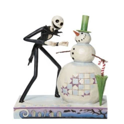 Enesco Jim Shore Disney Tim Burton's The Nightmare Before Christmas Jack With Snowman Figurine, 6.5"
