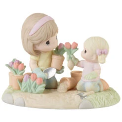 Precious Moments A Mother’s Love Makes A Garden Grow Figurine, 4.4"