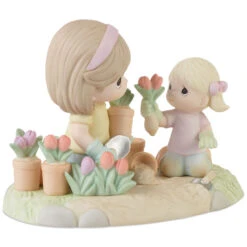 Precious Moments A Mother’s Love Makes A Garden Grow Figurine, 4.4" 6 Precious Moments A Mother’s Love Makes A Garden Grow Figurine, 4.4" -Hallmark Precious Moments Mother and Daughter Gardening Figurine 223010 03
