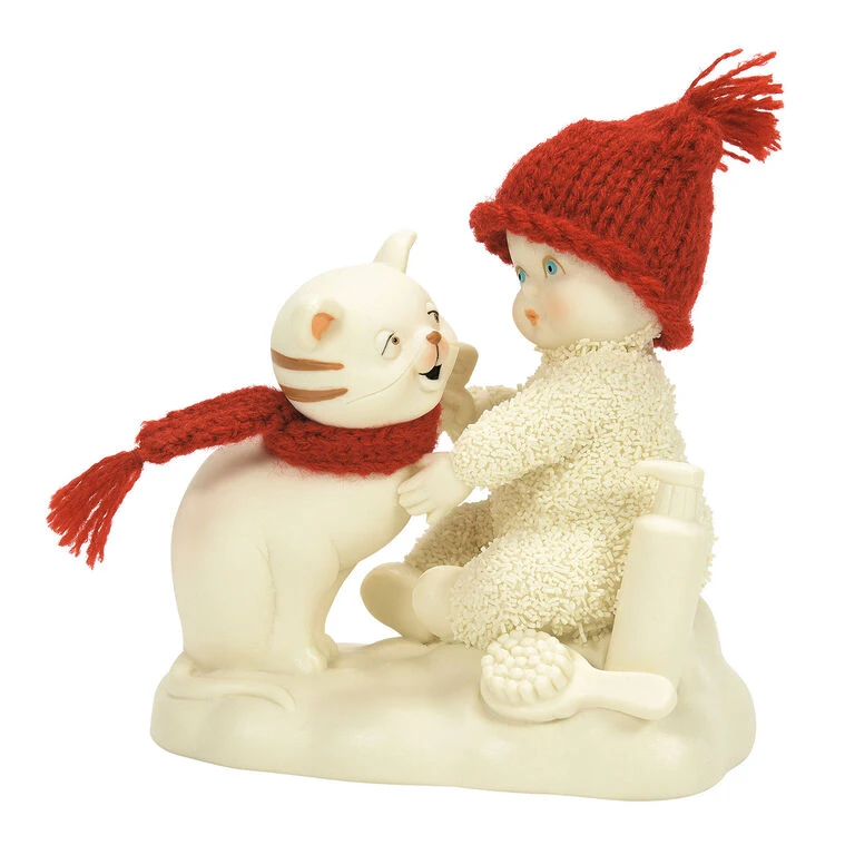 Enesco Snowbabies Groom And Go Cat Figurine, 3.74" 1 Enesco Snowbabies Groom And Go Cat Figurine, 3.74"